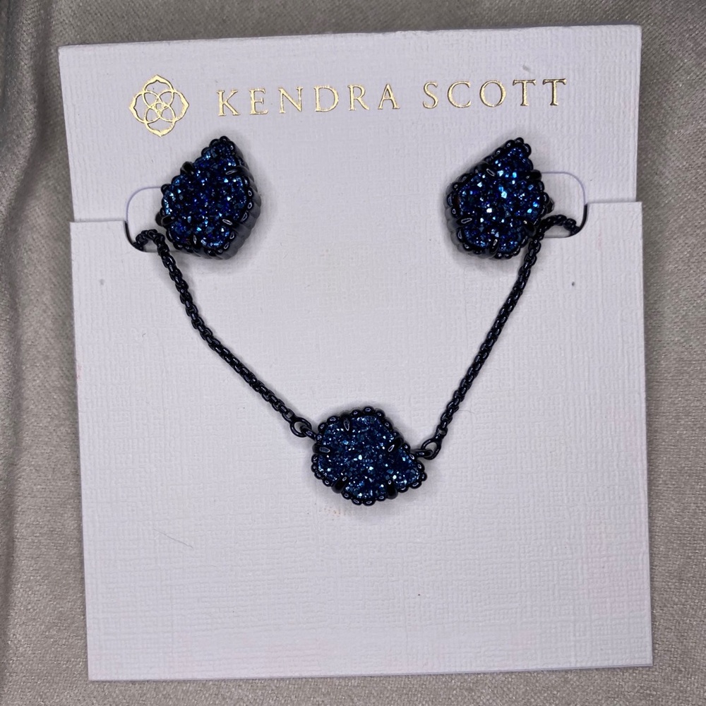 Kendra Scott Earrings and Necklace GM Black Drusy